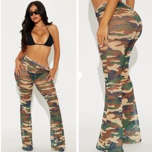 Camouflage Mesh Cover Up Pants